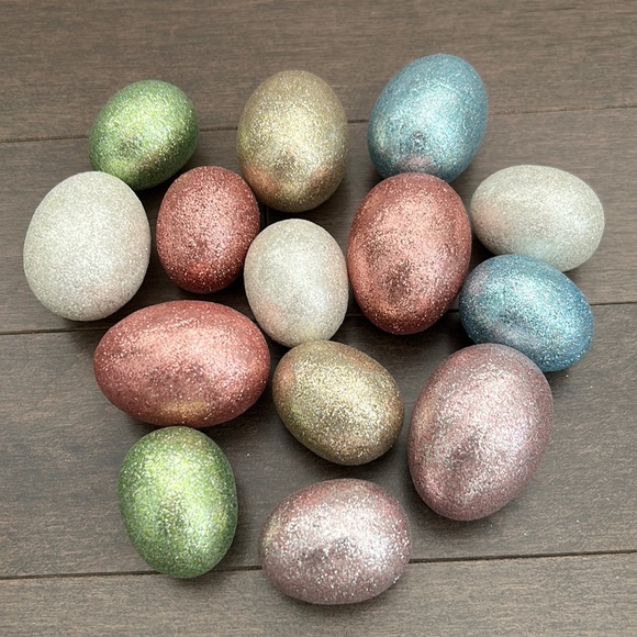 MICHAELS Assorted Glitter Faux Easter Eggs, Spring Decor, Pearl Pastel - Picture 1 of 3